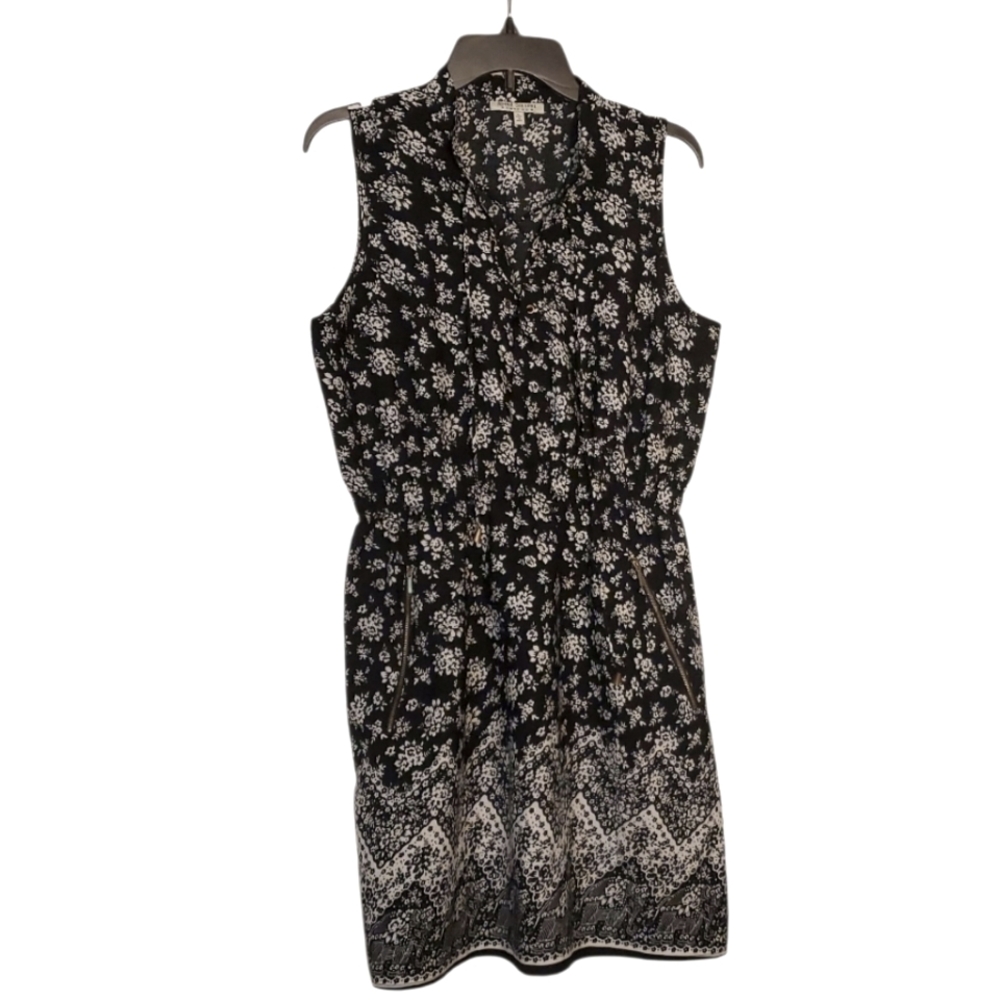Speed Control Black and White Sleeveless Lightweight Dress with Pockets Size L